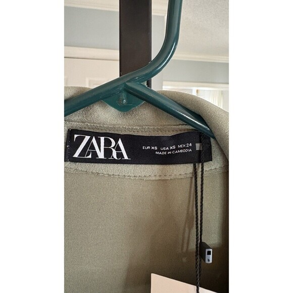 NWT Zara Women Ladies Faux Suede  Jacket Lightweight Coat Pockets Oversized XS - Picture 10 of 11